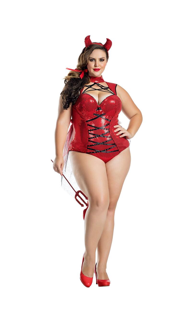 6464 Plus Size Pentagram Devil, Red, 5X-Large